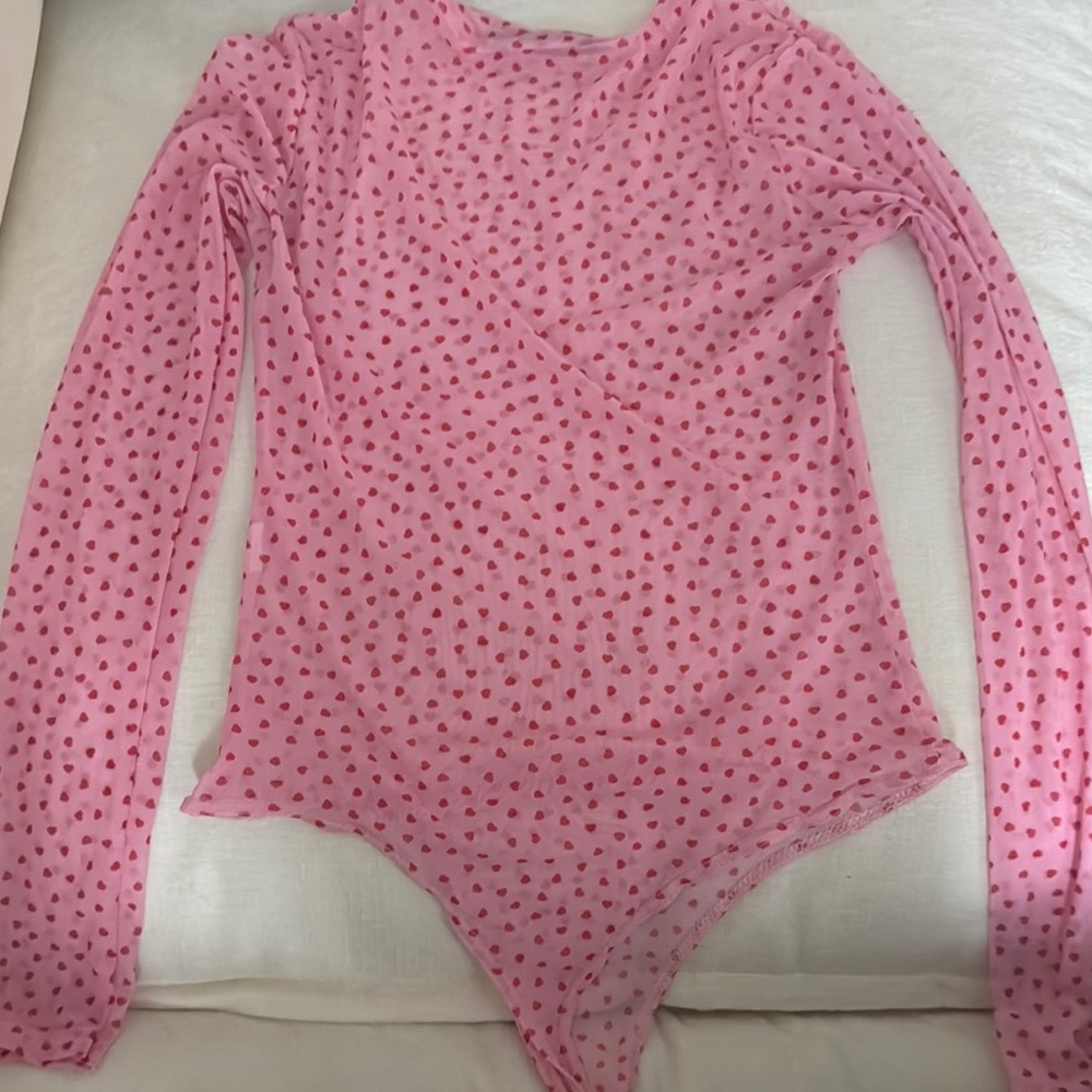 Pink Polka Dot Long Sleeve Bodysuit - Picture 2 of 2
